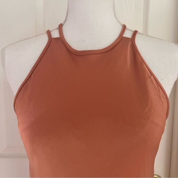 Nanushka Narita Satin Double Strap Dress In Apricot Medium NEW MSRP $665 - Picture 12 of 15